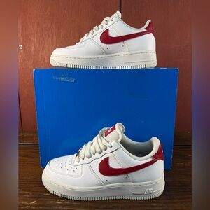 Nike Air Force 1 Low'07 White/Red Gym Sneakers Women’s Size US 7.5 (AH0287-110)